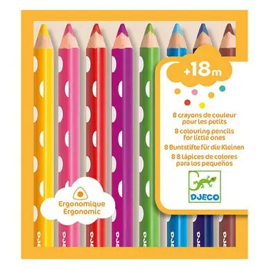 Crayon de couleur pour enfant 8 couleurs - Djeco Certifié