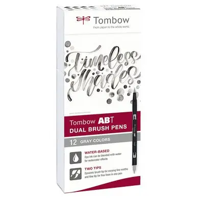 Achetez Aujourd'hui Feutre double pointe ABT Dual Brush Pen Set 12 tons gris - Tombow