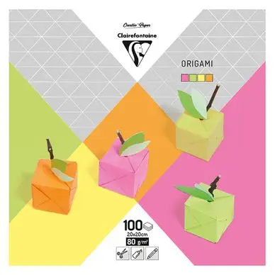 Papier origami Teintes néon 20 x 20 cm 100 feuilles - Clairefontaine Dernier Modèle
