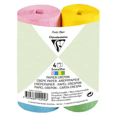 Acheter Direct Bandes de papier crépon ignifugé Assortiment Printanier 5 cm x 10 m 4 pcs - Clairefontaine