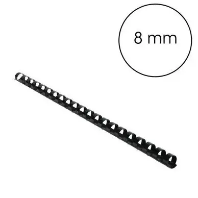Peigne de reliure plastique Noir A4 Ø 8 mm 25 pcs - Gbc Certifié