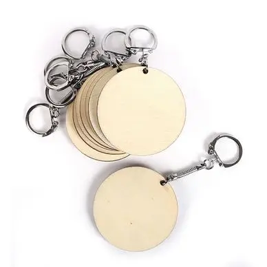Porte-clefs en bois rond Ø 55 mm - 10 pcs - Graine Créative Meilleur Prix