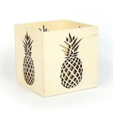 Photophore en bois Ananas 10 x 10 x 10 cm - Graine Créative Retour Gratuit