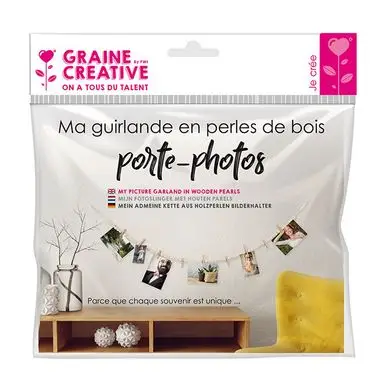 Prix Promo Guirlande en perles de bois pour 9 photos - Graine Créative
