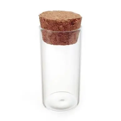 Certifié Tube en verre avec bouchon H.6.5 cm Ø 3 cm - Graine Créative