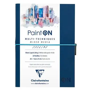 Prix Bas Carnet Paint'On papier à grain Blanc 250 g/m² A5 32 F - Clairefontaine