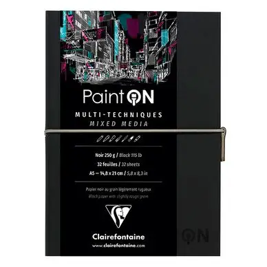 Carnet Paint'On papier Noir 250 g/m² A5 32 F - Clairefontaine Must-Have