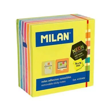 Bloc-notes adhésives Neon 76 x 76 mm 400 pcs - MILAN Super Prix