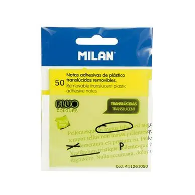 Bloc-notes adhésives transparentes Jaune fluo 76 x 76 mm 50 pcs - MILAN Vente Directe