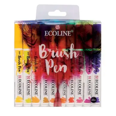 Feutre pinceau Ecoline Brush Pen encre Aquarelle Pochette 20 feutres - Talens Usine Directe