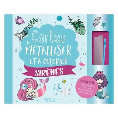 Livre coffret Cartes à pailleter et colorier : Sirènes - Fleurus Commande En Gros