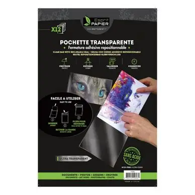 Bon Plan Pochette transparente Polypropylène 50 µ 12 pcs - Esprit Papier