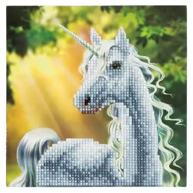 Petit Prix Broderie diamant Carte 18 x 18 cm Licorne - Crystal Art
