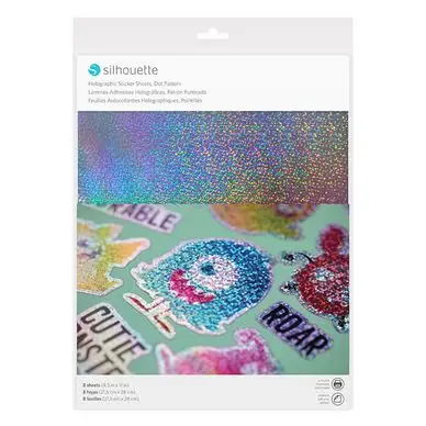 Feuille imprimable autocollante effet Confetti holographique x 8 pcs - Silhouette Offre Du Jour