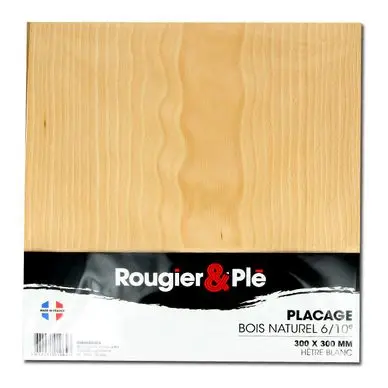 Placage bois naturel Hêtre blanc ep. 0,6 mm 30 x 30 cm - Rougier&Plé Meilleur Choix