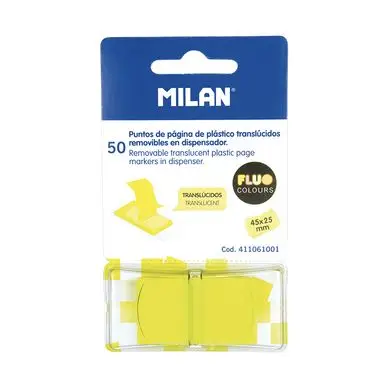 Acheter En Ligne Marque-Pages Transparents avec Distributeur 50 pcs Jaune Fluo - MILAN