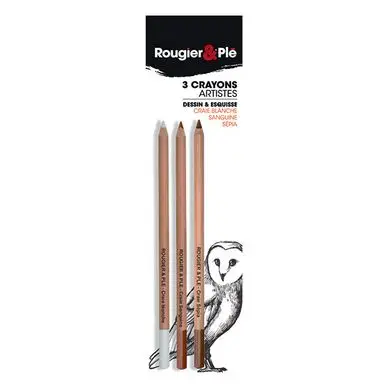 Crayon esquisse Set Sanguine - Sépia - Blanc - Rougier&Plé Remise