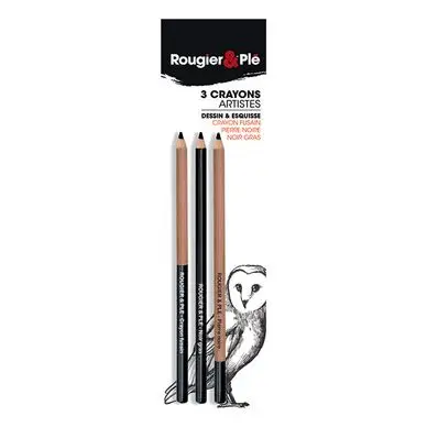 Remise Crayon esquisse Set Pierre noire et fusain 3 pcs - Rougier&Plé