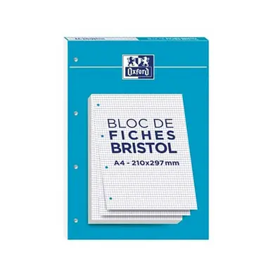 Expédition Rapide Bloc Bristol petits carreaux Q.5x5 Perforé 30 fiches A4 - Oxford