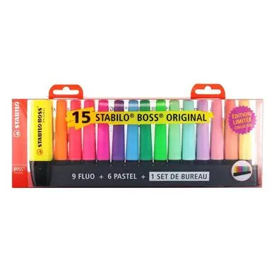 Surligneur BOSS ORIGINAL Édition Collector 15 couleurs - STABILO Usine Directe