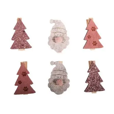 Pince Sapin et Père Noël en bois 4 pcs - Rayher Offre Spéciale
