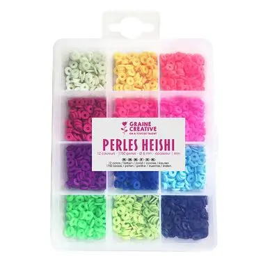 Perle rondelle Heishi 6 mm Mix couleurs Fluorescentes - Graine Créative Commander Vite
