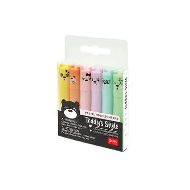 Bon Plan Mini Surligneurs 6 pcs Teddy's Mood Pastel - Legami