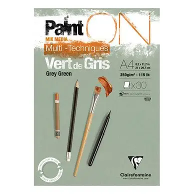 Commande En Gros Bloc Paint'On papier Vert de gris 250 g/m² 15 F - Clairefontaine