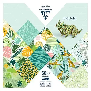 Vente Flash Papier origami Fraîcheur exotique 60 feuilles 15 x 15 cm - Clairefontaine