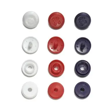 Haute Qualité Bouton-pression Color Snaps Mini Aspect couture 9 mm Rouge, Blanc, Marine - Prym