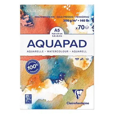Acheter Direct Carnet aquarelle Goldline Aquapad 300 g/m² A5 cm 70 Feuilles - Clairefontaine