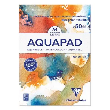 Carnet aquarelle Goldline Aquapad 300 g/m² A4 cm 50 Feuilles - Clairefontaine Populaire