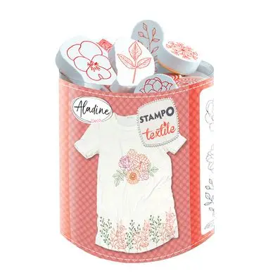 Tampon Stampo Textile 10 pcs Fleurs & Feuilles - Aladine Prix Bas