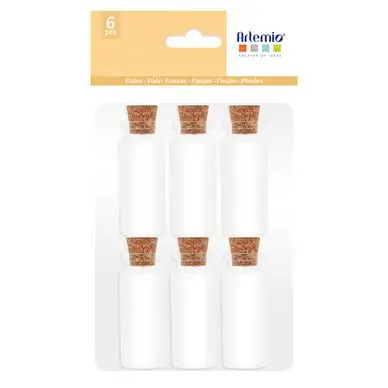 Fiole en verre + Bouchon en liège 2.2 x 6.2 cm 6 pcs - Artemio Vente Directe