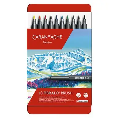 Must-Have Feutre aquarellable pinceau Fibralo Boîte métal 10 pièces - Caran d'Ache