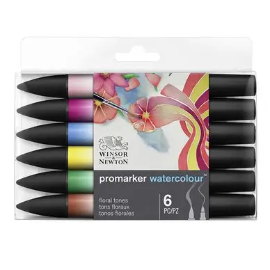 Marqueur d'aquarelle double pointe Set tons Floraux 6 pcs - Winsor & Newton Bon Marché