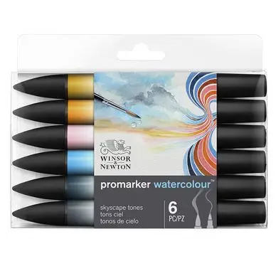 Commande En Gros Marqueur d'aquarelle double pointe Set tons Ciel 6 pcs - Winsor & Newton