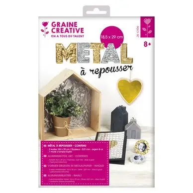 Certifié Feuilles de métal à repousser Or et argent x 3 pcs - Graine Créative