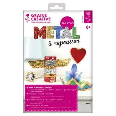 Feuilles de métal à repousser Assortiment couleurs x 5 pcs - Graine Créative Nouveauté
