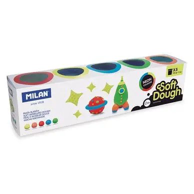 Pâte à modeler souple Neon Soft Dough 5 pots 142 g - MILAN Prix Cassé
