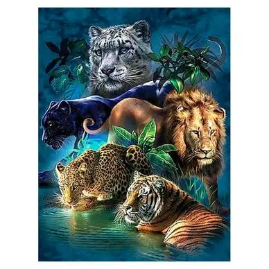 Broderie Diamant 40 x 50 cm Animaux de la Jungle - Figured'Art Prix Cassé