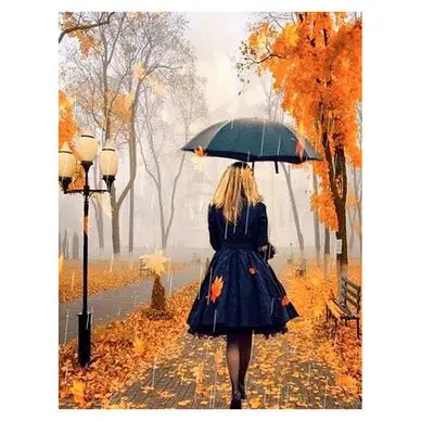 Broderie Diamant 40 x 50 cm Femme sous la Pluie - Figured'Art Soldes