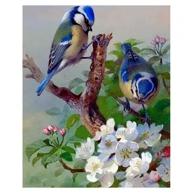 Nouveauté Broderie Diamant 40 x 50 cm Mésanges sur branche - Figured'Art