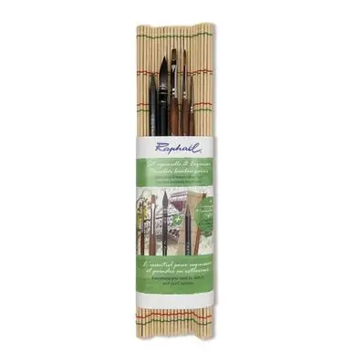 Pinceau aquarelle Set Essentiel 4 pinceaux + 1 HB + pincelier - Raphaël Prix Bas