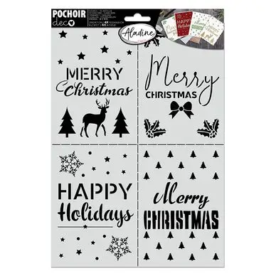 Certifié Pochoir carterie Merry christmas - Aladine