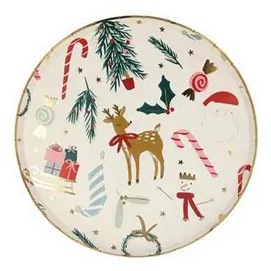 Assiettes Motifs de Noël Ø 21,6 cm 8 pcs - Meri Meri Promotion