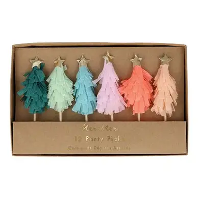 Pics apéritif décoratif Sapins coloré 12 pcs - Meri Meri Meilleur Choix
