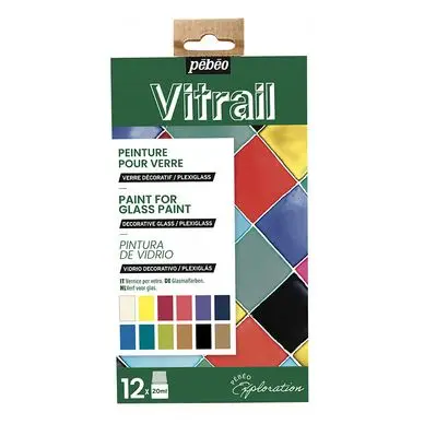 Acheter En Ligne Peinture Vitrail set Exploration 12 x 20 ml - Pébéo