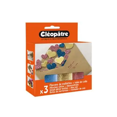 Paillettes Set Little box Fluo + colle - Cléopatre Marque