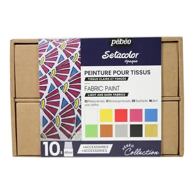 Peinture Setacolor set Collection n°1 10 x 45 ml - Pébéo Nouveauté